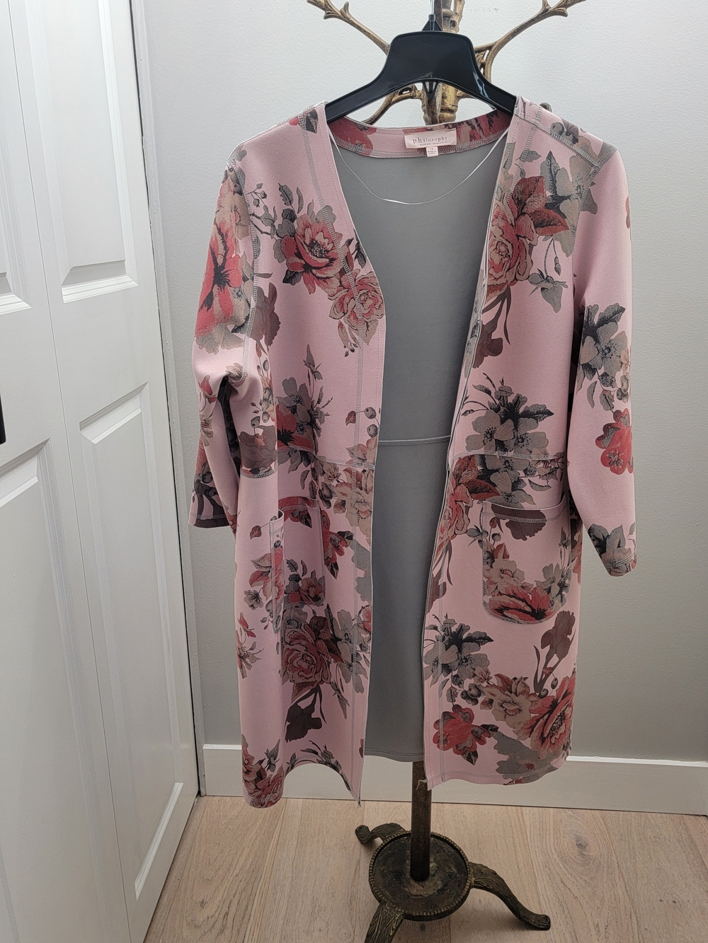 Philosophy Dusty Pink Floral Open-Front Cardigan